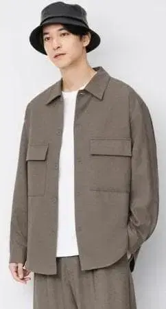 GU 릴랙스 핏 CPO 셔츠 브라운 베이지 M