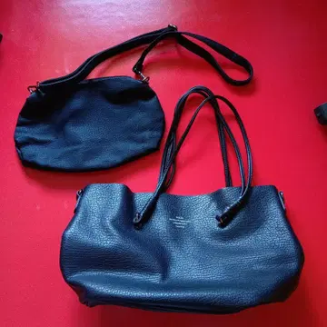 셀렉트샵 블랙 가죽풍 토트백과 숄더백 세트