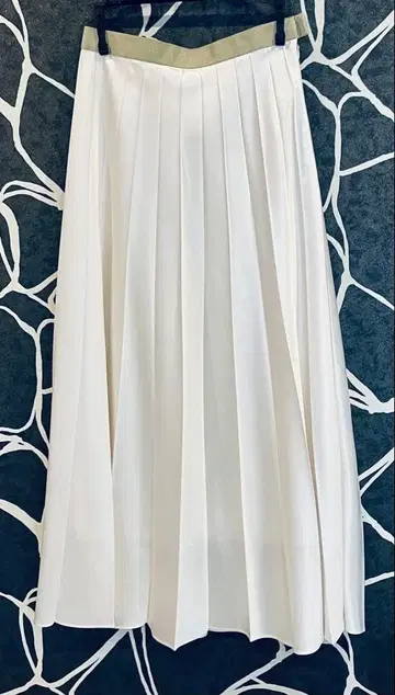 알아바일 광택 플리츠 롱 스커트