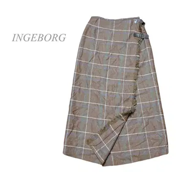 [ 잉게보그 ] 롱 스커트 체크 무늬 울 100% 일본제 안감 부착
