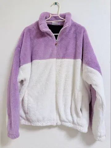 FILA 플리스 자켓 M 사이즈 보라색 화이트