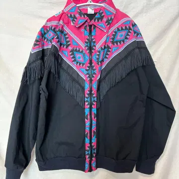 80s vintage 프린지 자켓 반다나 패턴 USA