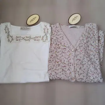 여성용 홈웨어 긴팔 T셔츠 & 가디건 세트 꽃무늬