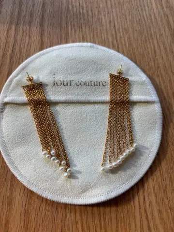 jour couture 골드 체인 펄 귀걸이