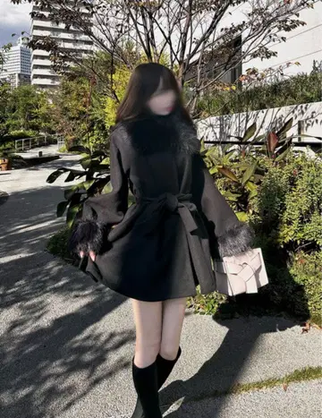 [ 새상품 즉시 발송 ] GRL 퍼 티펫&리본 벨트 코트 [ze926]