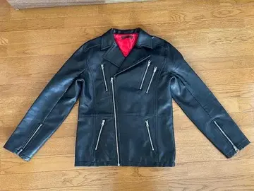 TMT 블랙 더블 라이더 자켓