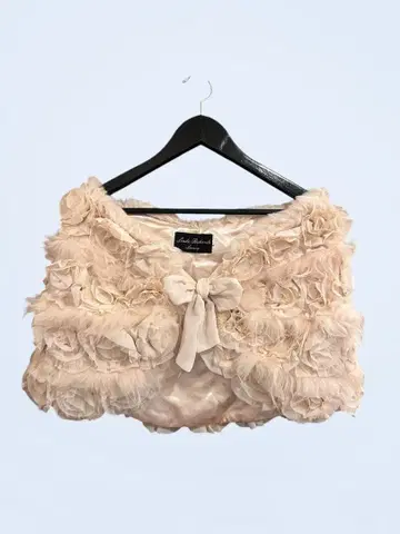 화이트 베이지 숄 리본 포함