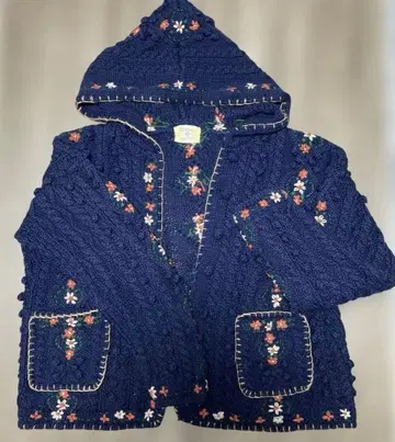 ZERO CH 꽃무늬 모티브 니트 후드티