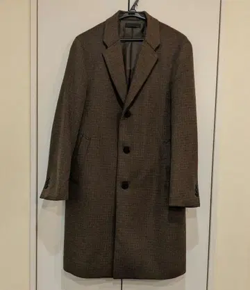 체스터 코트 캐시미어 혼방 울 유니클로 브라운 체크