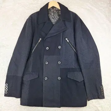 빅 사이즈 54 데시구알 패치워크 피 코트 네이비 계열