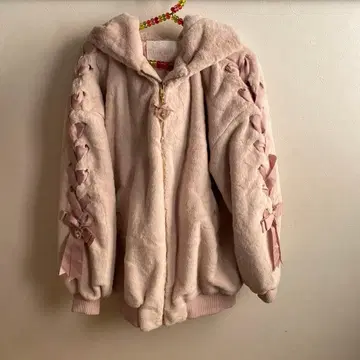 리즈리사 토끼 귀 후드 퍼 블루종 Free:핑크