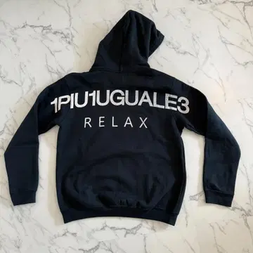 1PIU1UGUALE3 RELAX 빅 로고 후드티 블랙 블랙