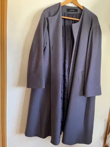 보라색 롱 코트 저널 스탠다드 울 100%