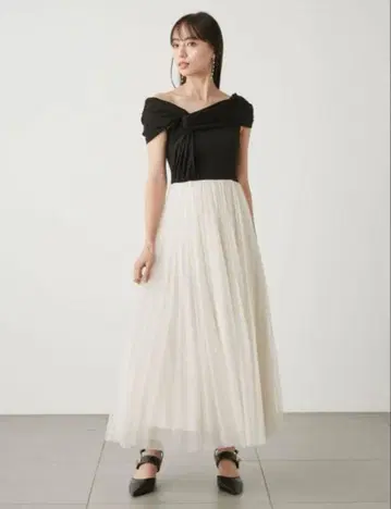 스나이델 컷 콤비 튤 드레스