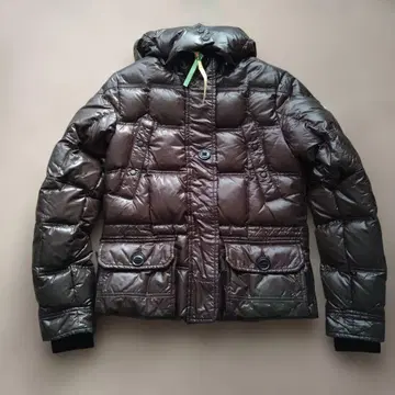 MONCLER 다운 자켓 다크 브라운 후드 부착