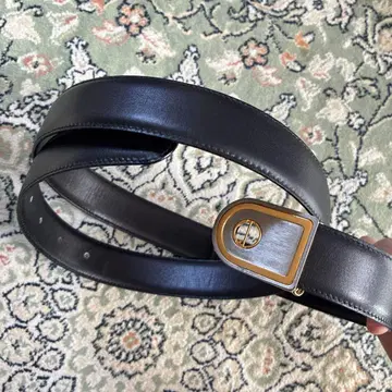 dunhil 블랙 가죽 벨트 골드 버클 11인치