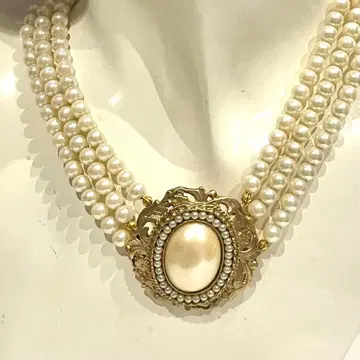 모조 진주 코스튬 주얼리 3연 목걸이