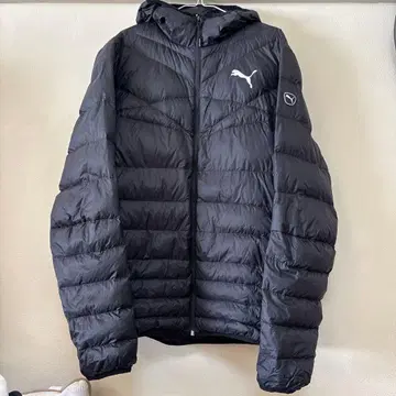 PUMA 후드 부착 블랙 다운 자켓 남성용 XL 사이즈