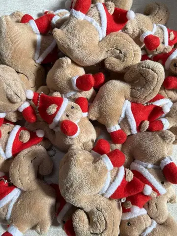 산타 모자 다람쥐 봉제 인형 키링 20개 세트