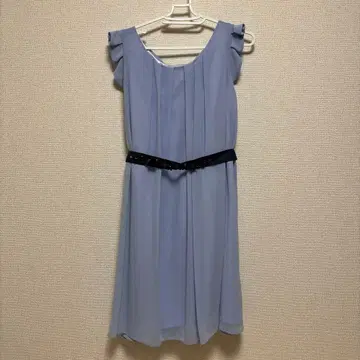 가격표 부착 스카이블루 플리츠 드레스 파티 브라이덜 블루 원피스 벨트