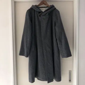 quadro 후드 부착 더플 코트 그레이