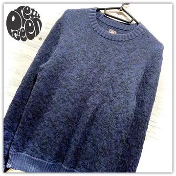 프리티 그린 니트 스웨터 블루 멜란지 마블 무늬 사이즈 3 L
