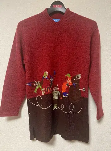 LEUCATE 빨간색 니트 스웨터 M 사이즈