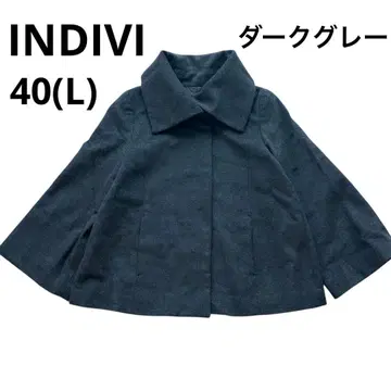 INDIVI 다크 그레이 플레어 슬리브 판초 코트
