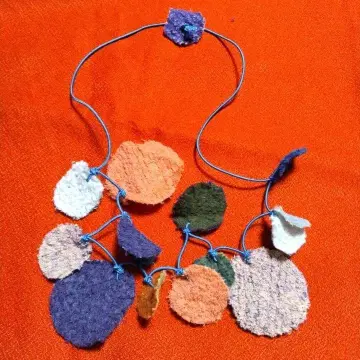 45R 컬러풀 천 모티브 목걸이