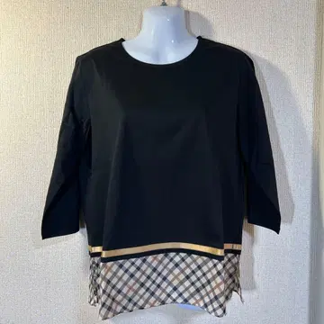 DAKS 블랙 7부 소매 티셔츠 루즈핏