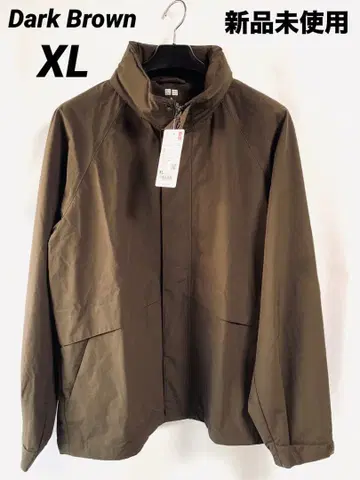 새상품 유니클로 윈드프루프 스탠드 블루종 다크 브라운