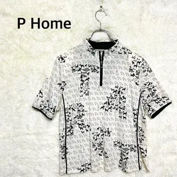 피홈 강아지 프린트 하프 지퍼 티셔츠 반팔 LL 사이즈