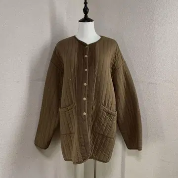 새상품급 pual ce cin 카키 퀼팅 자켓 코튼 100% 면