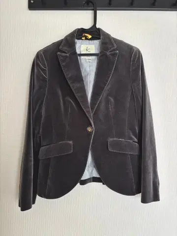 쿠미쿄쿠 그레이 벨벳 테일러드 자켓