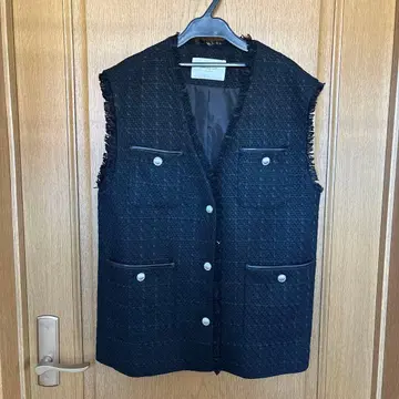 [ 미사용 새상품 ] OPAQUE.CLIP 프린지 블랙 베스트 M