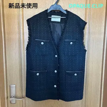 [ 미사용 새상품 ] OPAQUE.CLIP 프린지 블랙 베스트 M