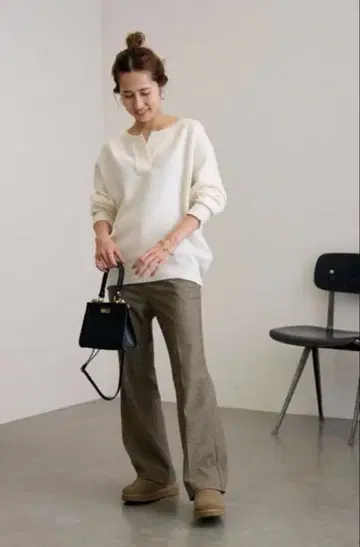 FRAMeWORK 양면 기모 플레어 팬츠 (체크 무늬)