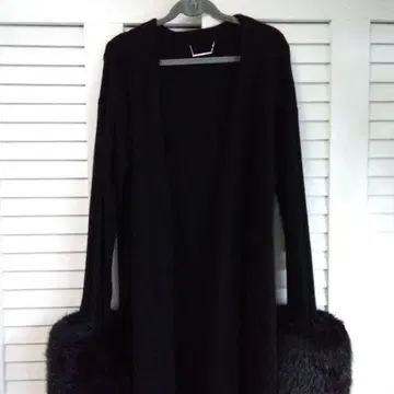 snidel 퍼 트리밍 블랙 롱 가디건