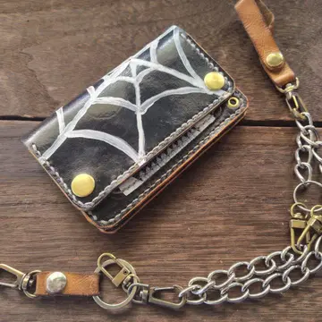 미들 사이즈 트래커 지갑 거미줄 스파이더 넷 수제 염색