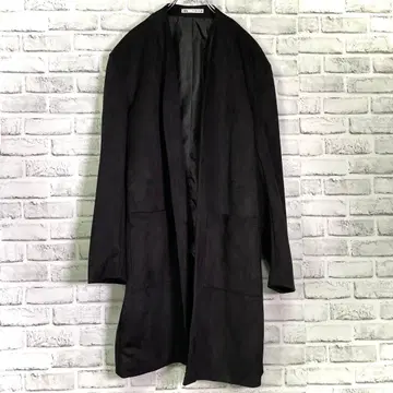 ZARA 스웨이드 노카라 롱 코트 L 상당 블랙 가운풍