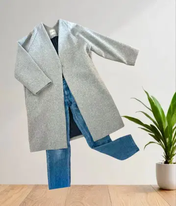 지나시스 비버 노카라 롱 코트