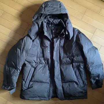 유니클로 카키 다운 자켓 탈부착 후드 부착