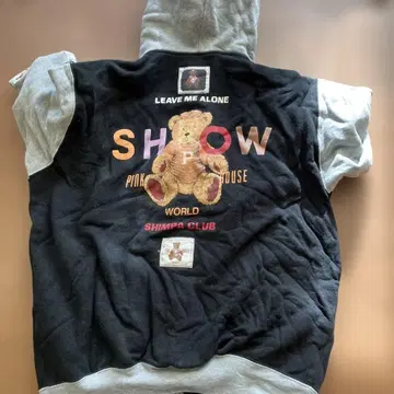 PINK HOUSE 곰 무늬 후드 부착 후드티