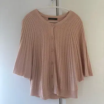 ketty 리브 편직 핑크 가디건 판초풍