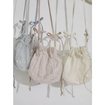 merry jenny 리본 스팽글 미니백 핑크