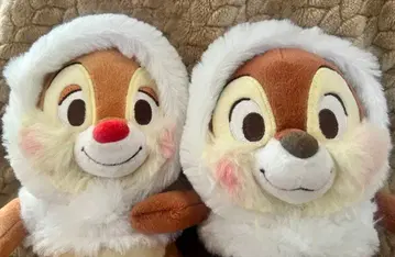 Disney 칩과 데일 화이트 후드 앉은 봉제 인형 세트