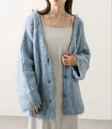 mystic 샤기 가디건 블루