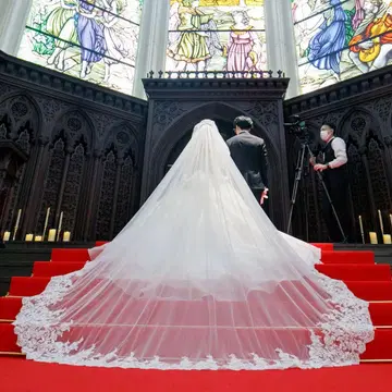 2층식 롱 웨딩 베일