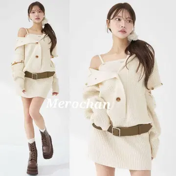 다리치 로우웨스트 디자인 니트 원피스 F