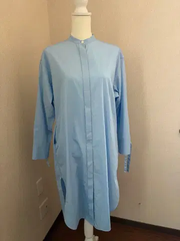 23구 my standard 스카이블루 스탠드 카라 롱 셔츠